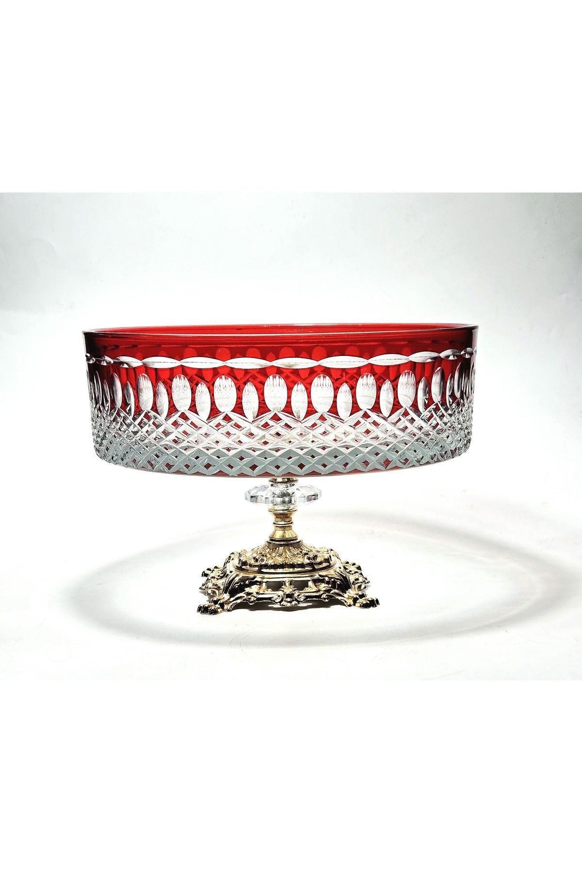 El İşçiliği Kesme kristal Royal Desen Lüks Ayaklı Meyvelik Sunumluk