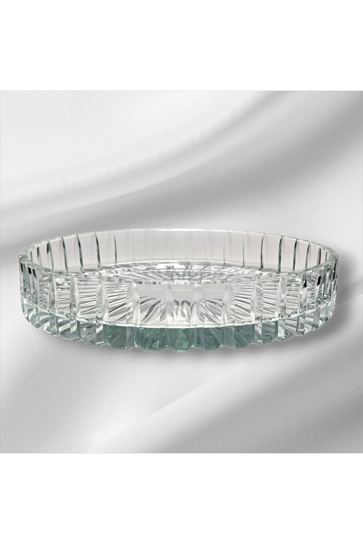 El Yapımı Kristal Vertical Kesim 25 Cm Dekoratif Sunumluk Kase