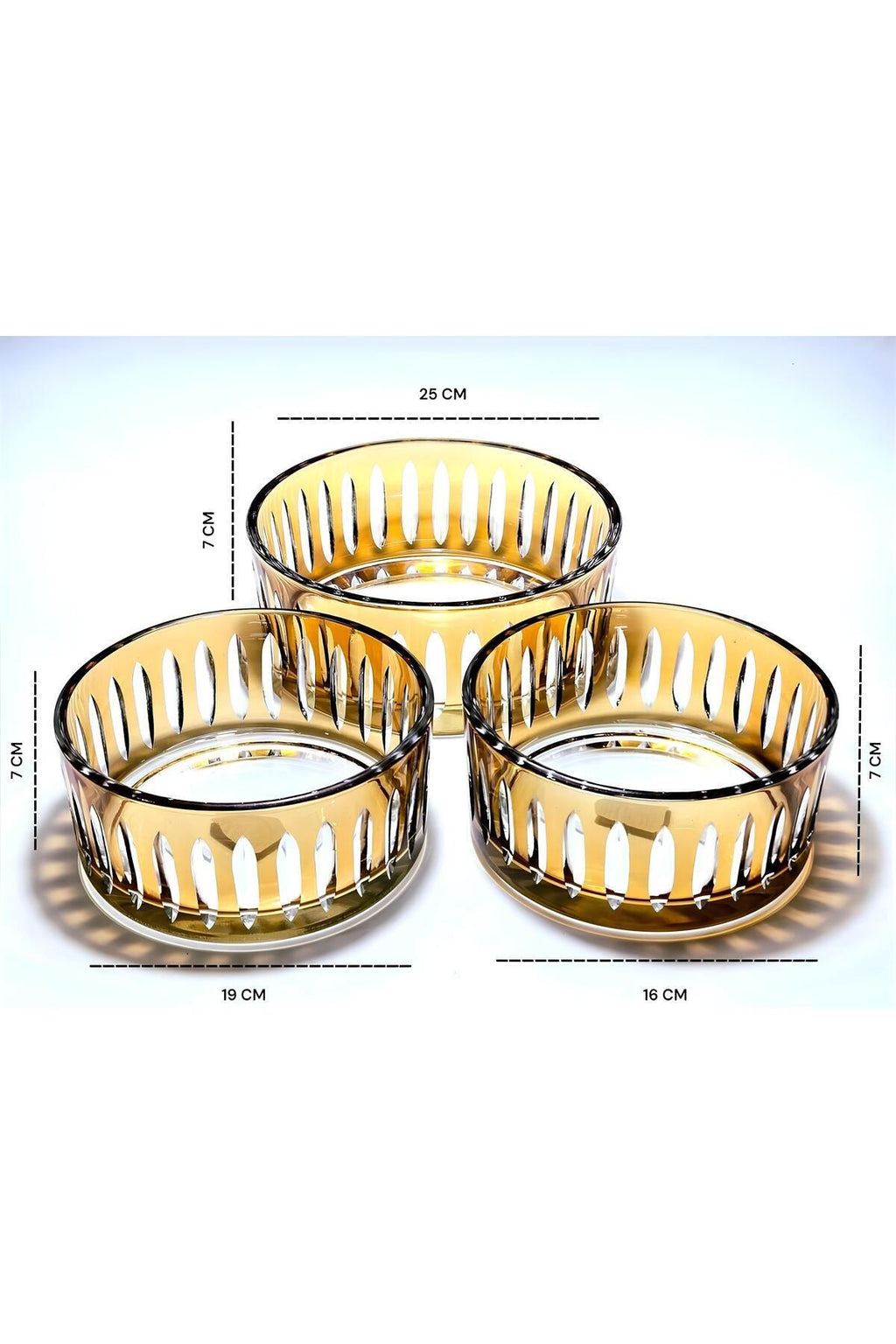 KESME KRİSTAL 3'LÜ AMBER SOFRA SUNUM SETİ