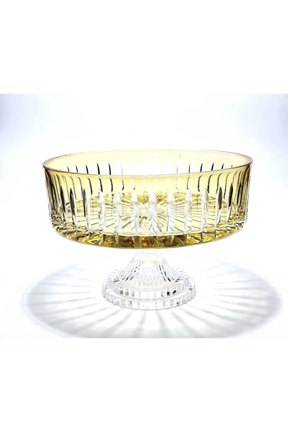 KRİSTAL KESME DEKOR SOFRA KASE SUNUMLUK MEYVELİK 25CM