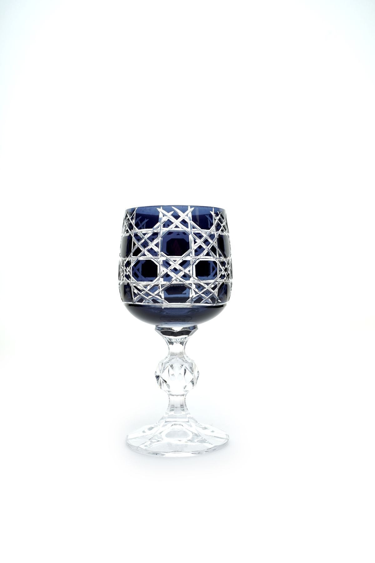 El Yapımı Kristal Bohemia Renkli Lüks Kristal Ayaklı Kadeh Kahve Yanı Su Bardağı