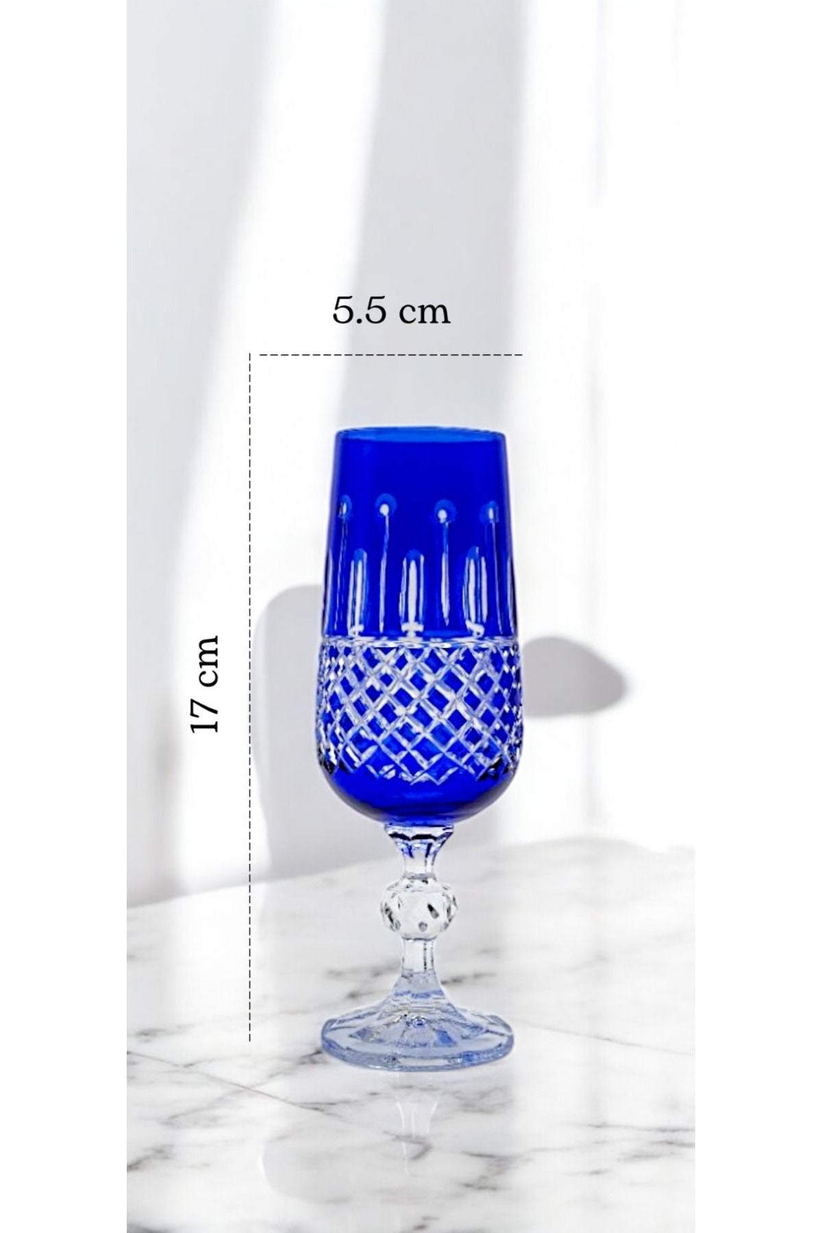Kesme El İşçiliği Kristal Kahve Yanı Flüt Su Bardağı