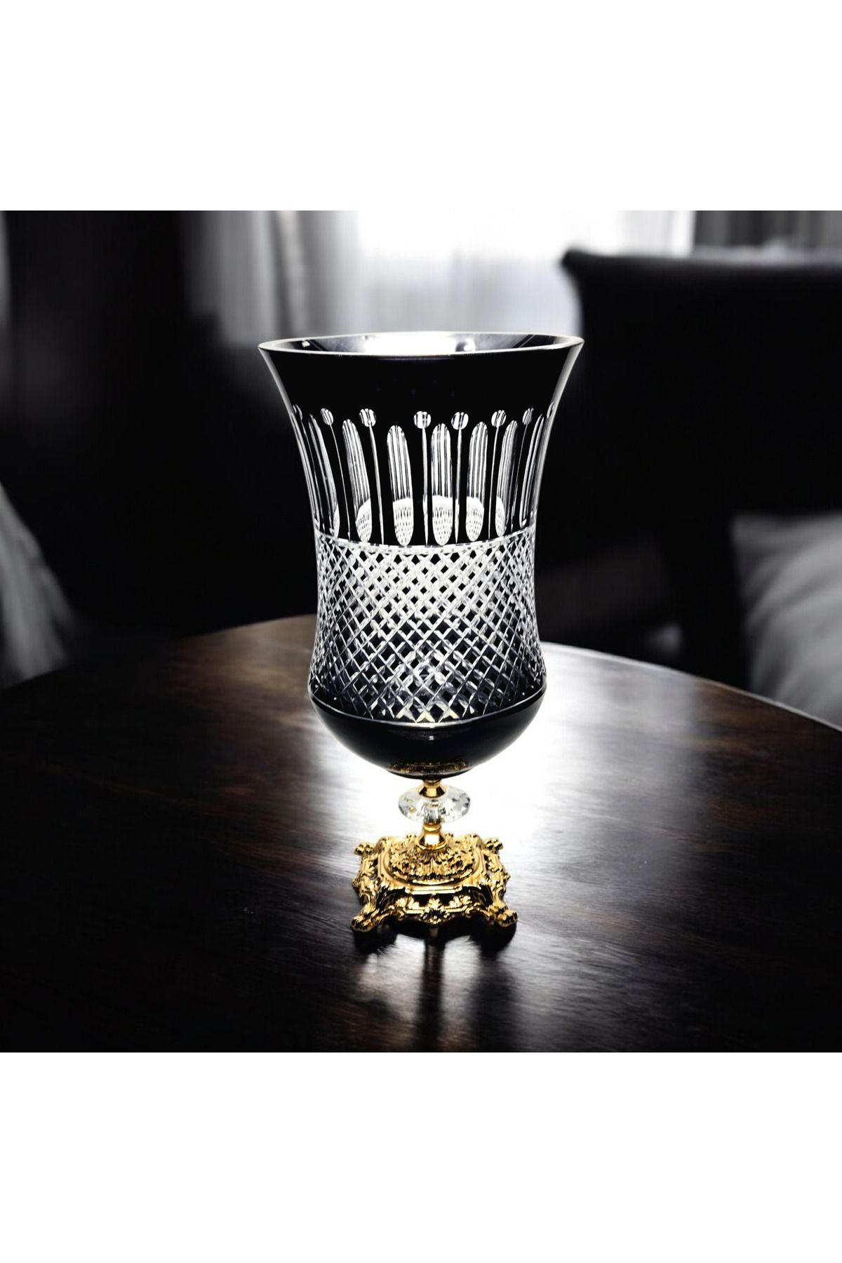 Kesme kristal Lüks Ayaklı vazo Royals Desen El İşçiliği