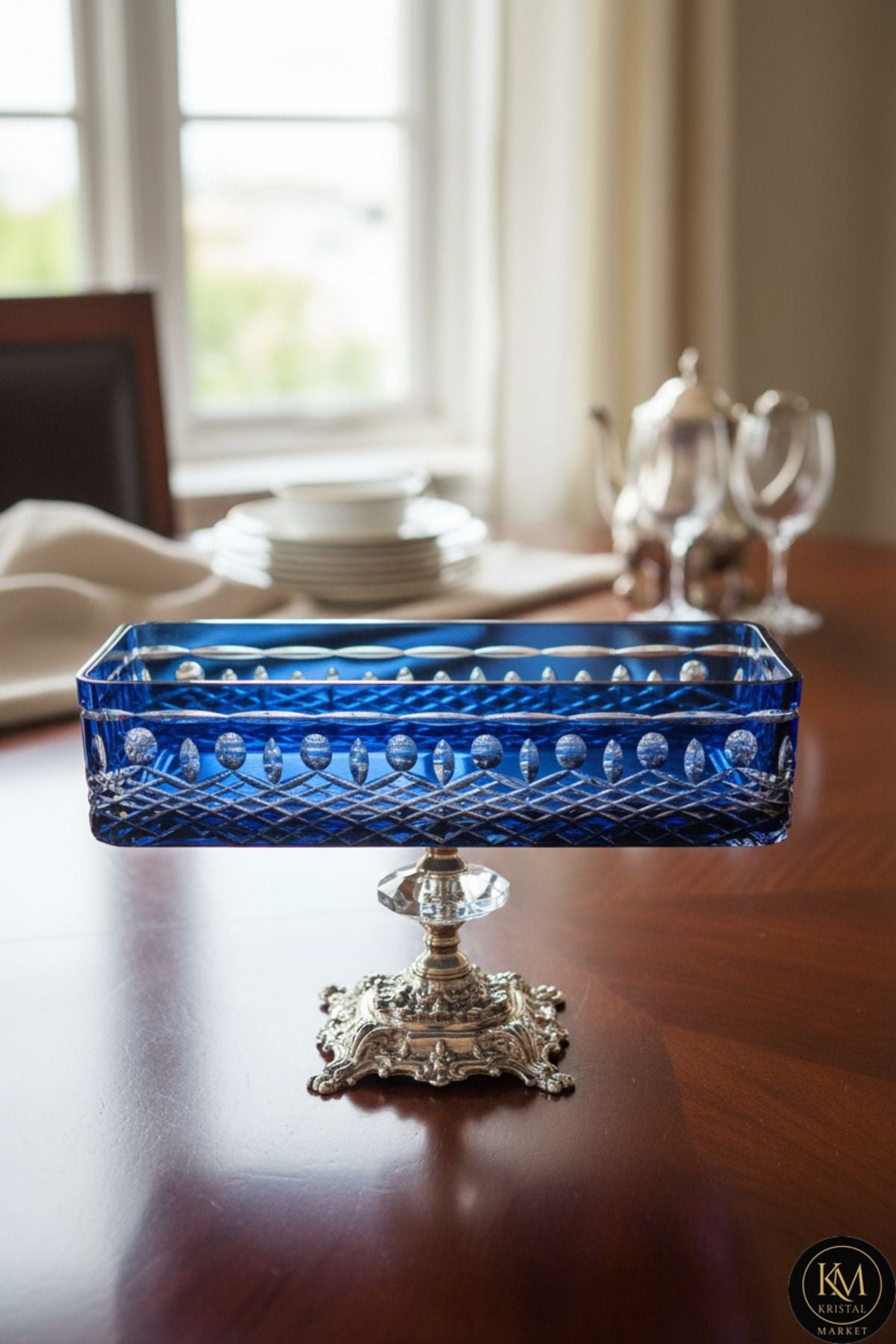 El Yapımı Kristal Royal Desenli Baton Dekoratif Sunumluk Sofra Sunum Kasesi Ürün ana görseli