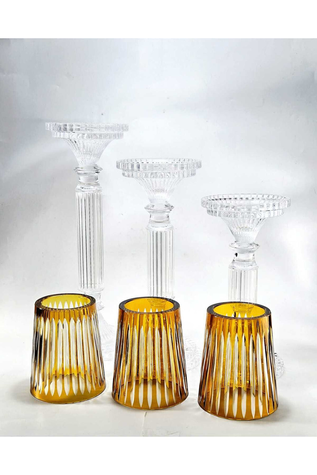 El Yapımı Kristal Dekoratif Mumluk Set 3'lü