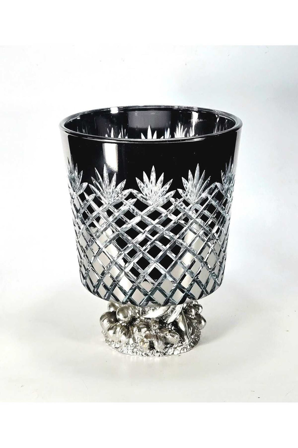El Yapımı Kristal Kesim Titanyum Kaplama Elegance Ananas Desenli Vazo