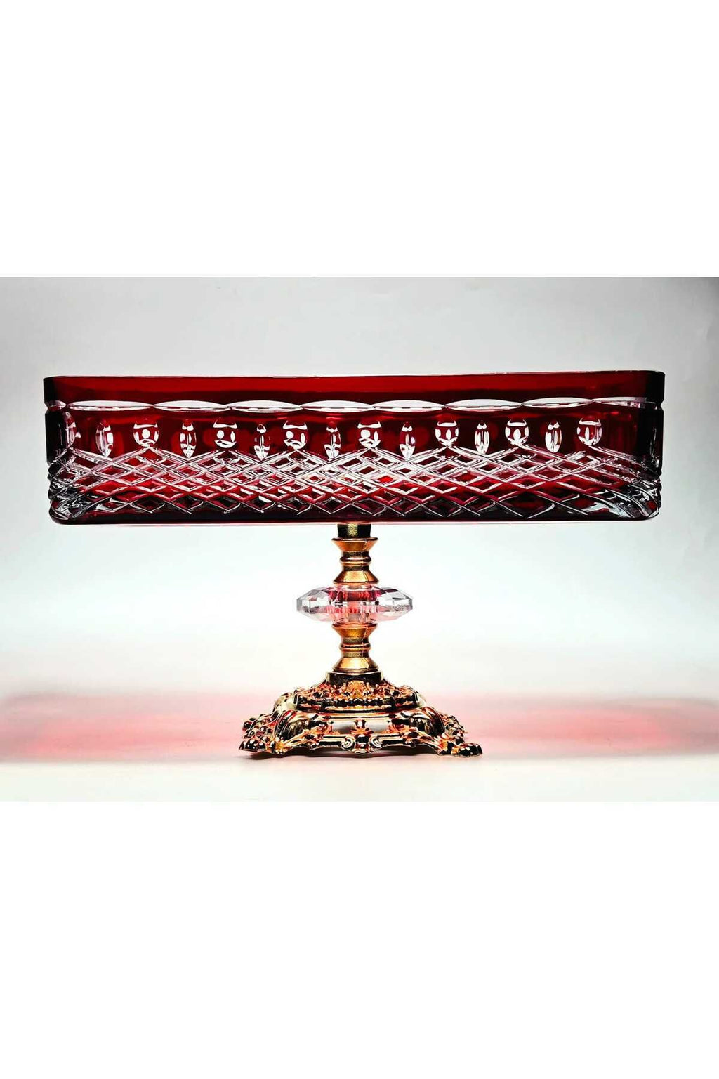 El Yapımı Kristal Royal Desenli Baton Dekoratif Sunumluk Sofra Sunum Kasesi