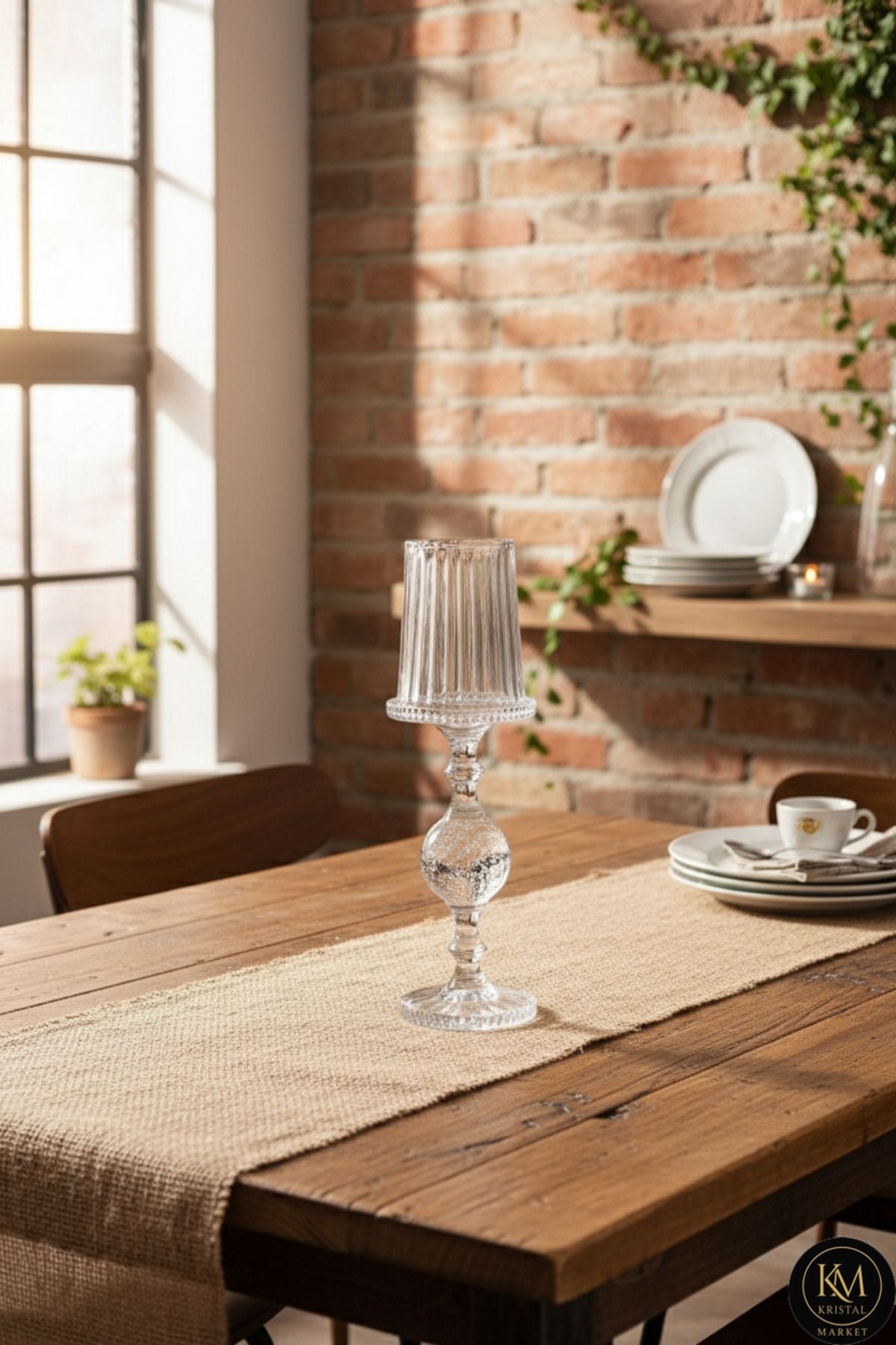 El Yapımı Kristal Vintage Dekoratif Mumluk