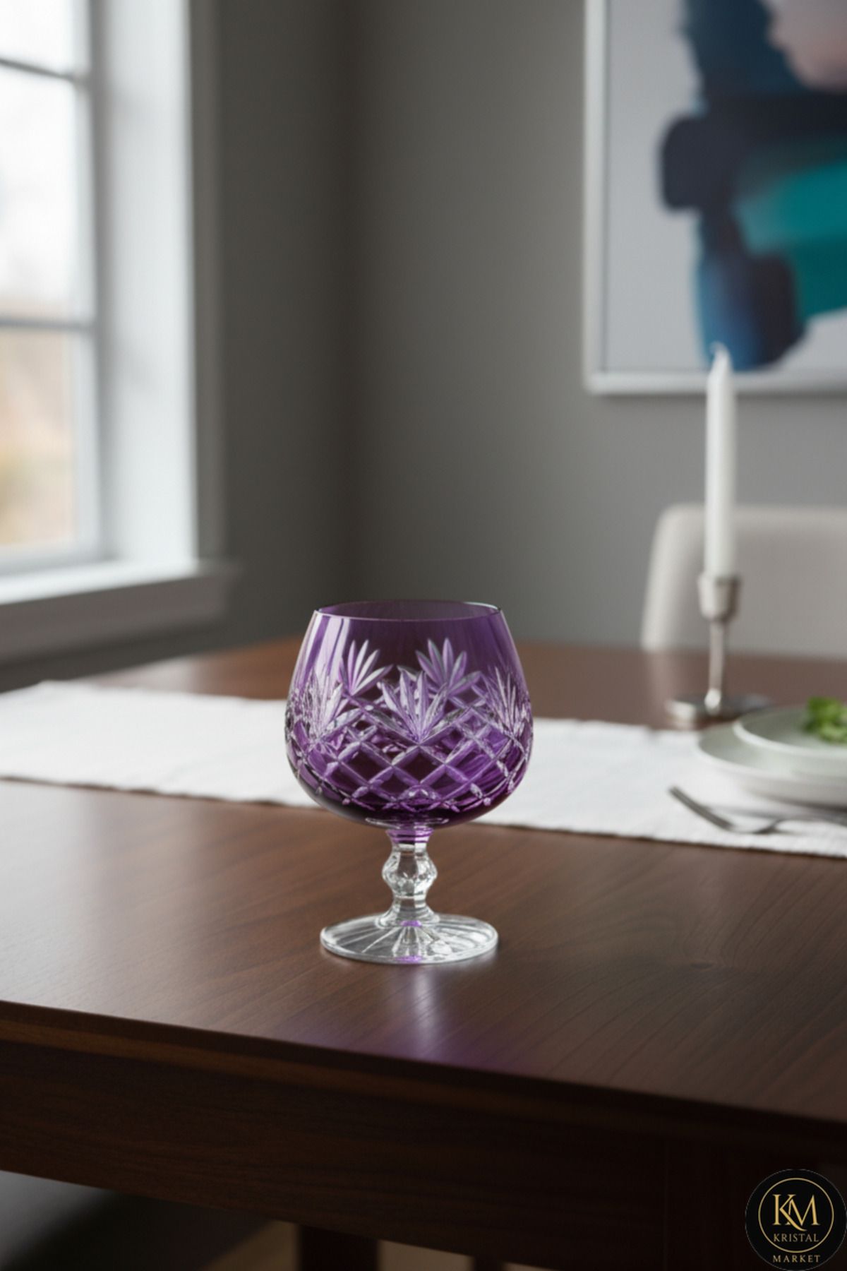 Bohemia Kristal Renkli Kristal Ayaklı Kahve Yanı Su Bardağı 250ml. Ürün ana görseli