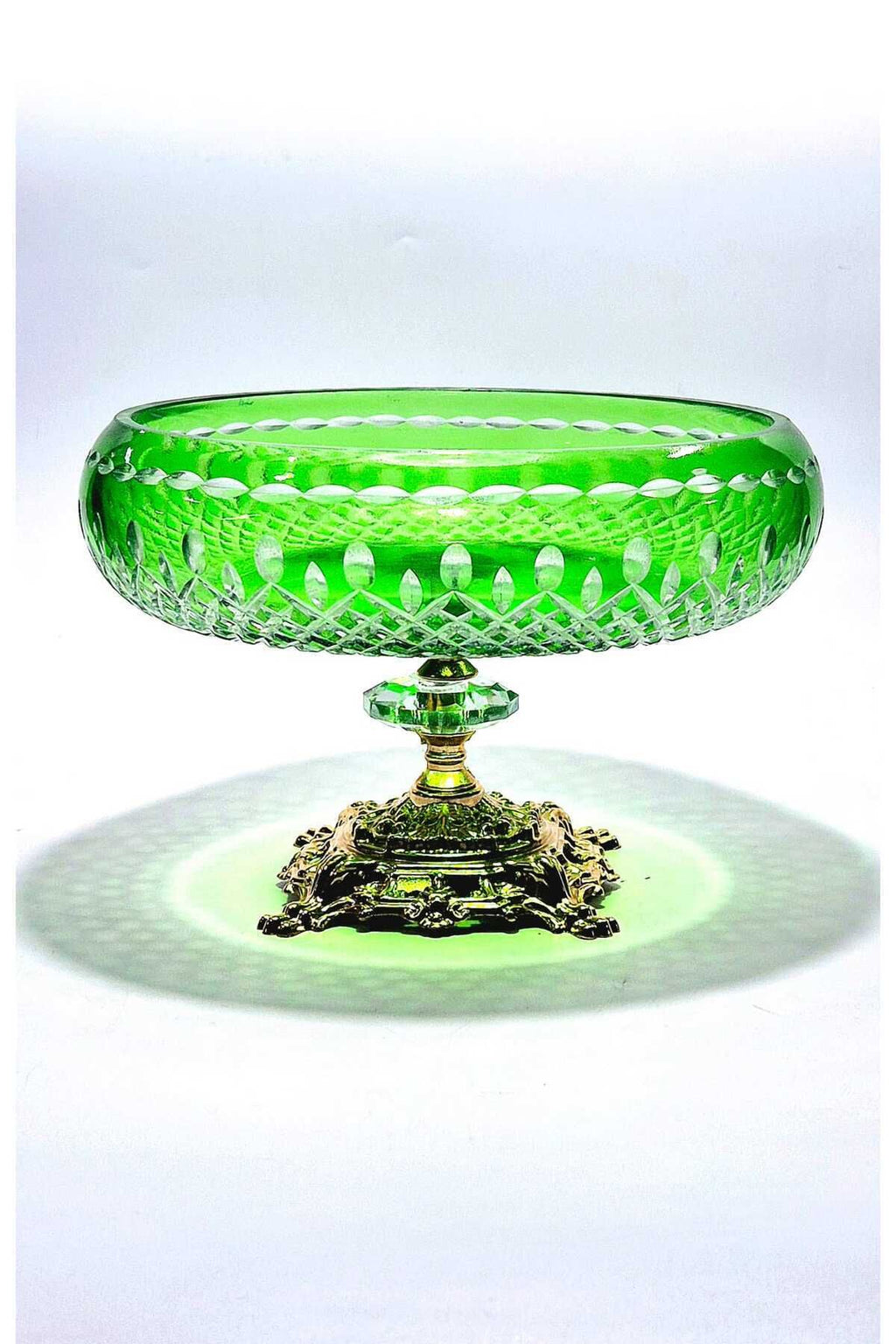 KRİSTAL KESME GOLD AYAK YEŞİL KASE