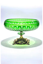 KRİSTAL KESME GOLD AYAK YEŞİL KASE