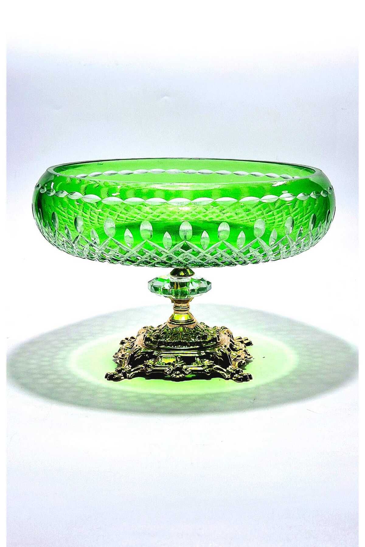 KRİSTAL KESME GOLD AYAK YEŞİL KASE