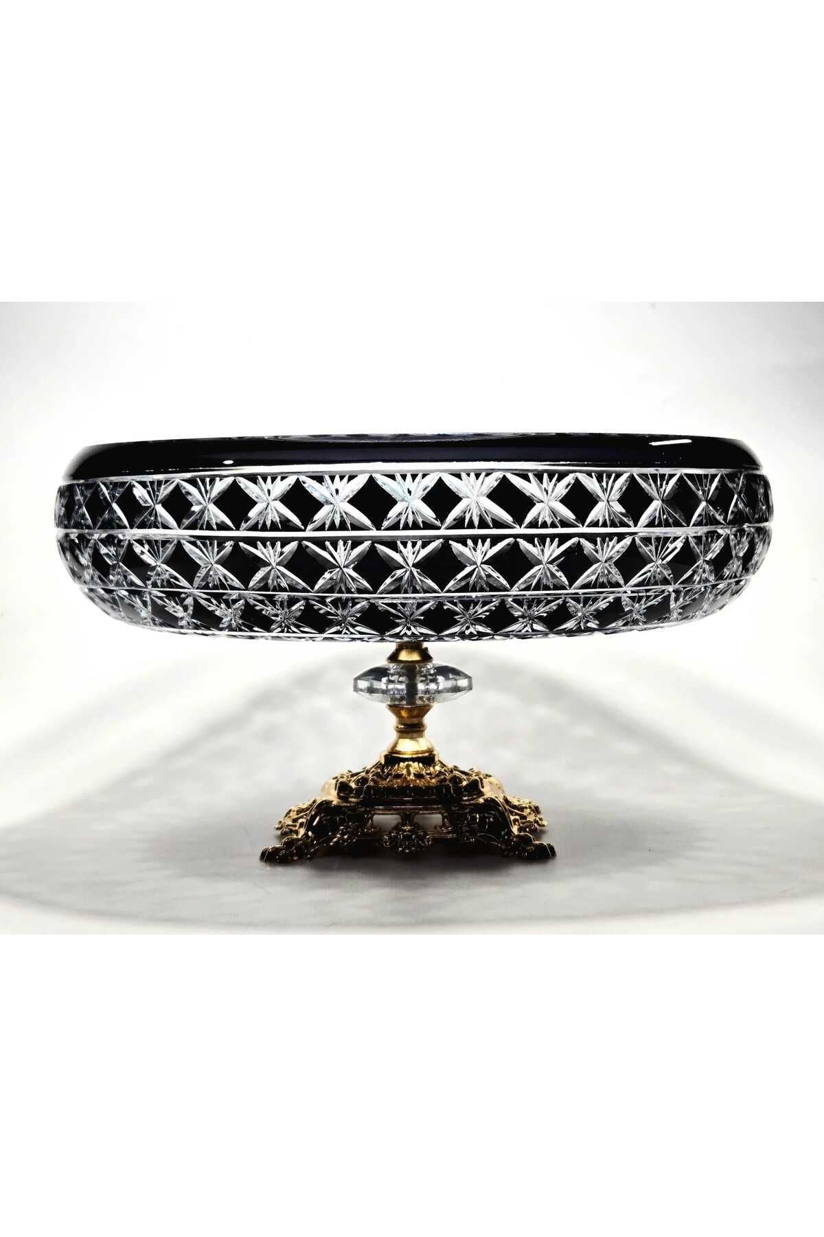 El Yapımı Kristal Desenli 28 Cm Dekoratif Sunumluk Sofra Sunum Kasesi