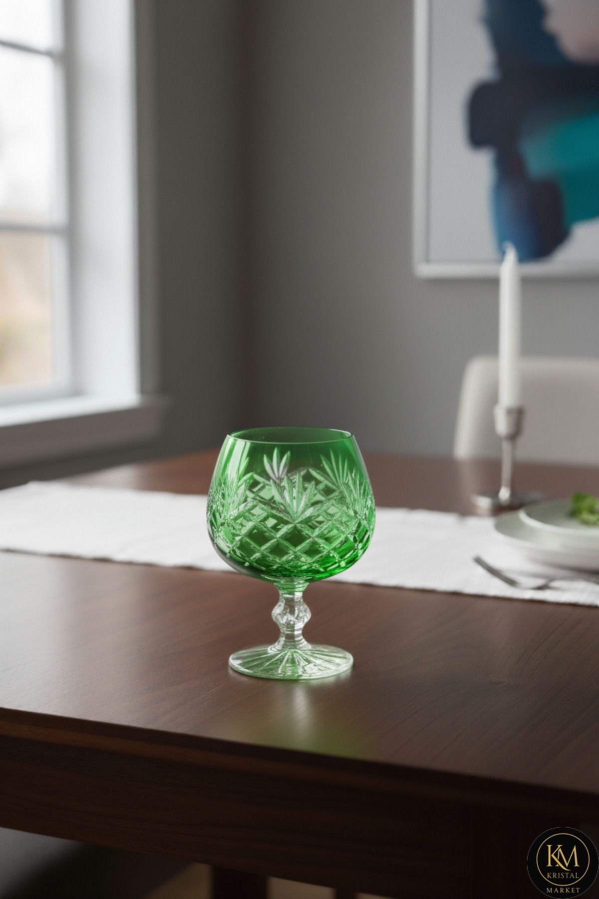 Bohemia Kristal Renkli Kristal Ayaklı Kahve Yanı Su Bardağı 250ml. Ürün ana görseli