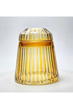 El Yapımı Kesme Kristal Merkür Vertical Desen Dekoratif Sunumluk Kapalı Peçetelik Mumluk Amber