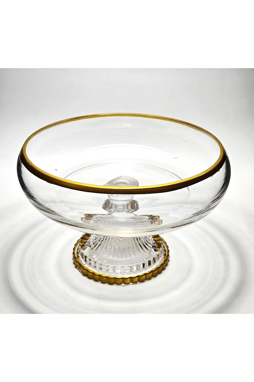 El Yapımı Kristal Gold Detay Şeffaf Dekoratif Ayaklı Sunumluk Kase