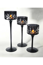 El Yapımı Kristal Damla Desen Dekoratif Mumluk Set 3'lü