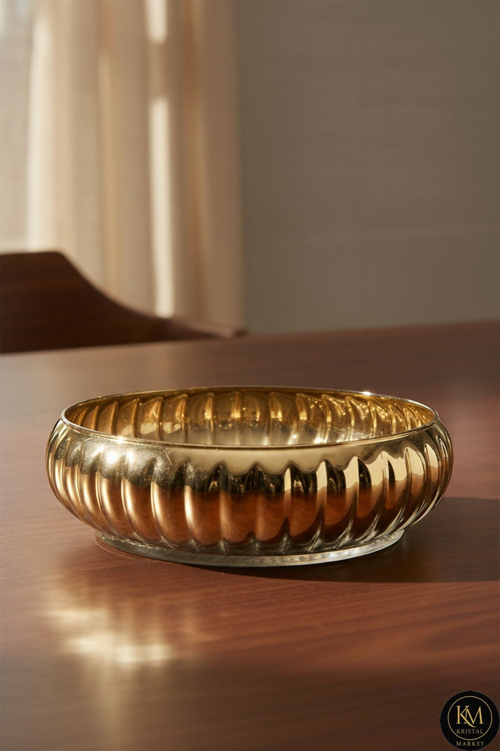 El Yapımı Titanyum Kaplama Gold Dekoratif Sunumluk Meyvelik Kase