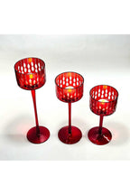 El Yapımı Kristal Damla Desen Dekoratif Mumluk Set 3'lü