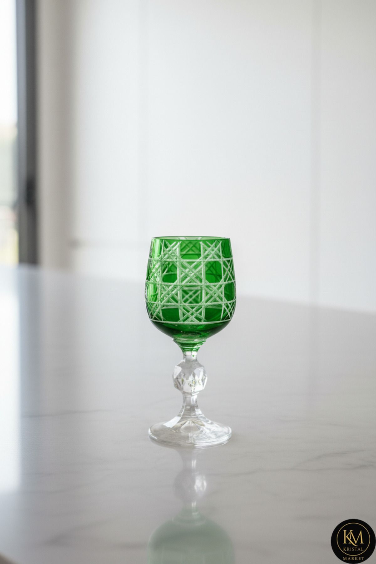 El Yapımı Kristal Bohemia Renkli Lüks Kristal Ayaklı Kadeh Kahve Yanı Su Bardağı