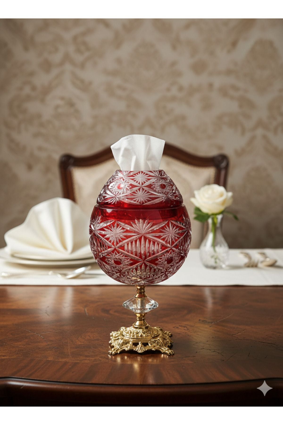 Avangart Model Büyük Peçetelik Mumluk kesme kristal El İşçiliği Ürün ana görseli