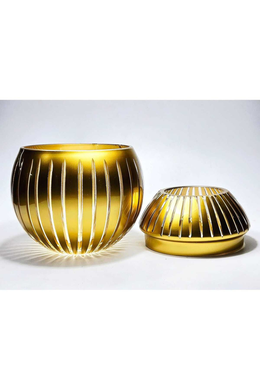 El Yapımı Kesme Kristal Pearl Küre Desen Ayaklı Dekoratif Sunumluk Kapaklı Peçetelik Mumluk