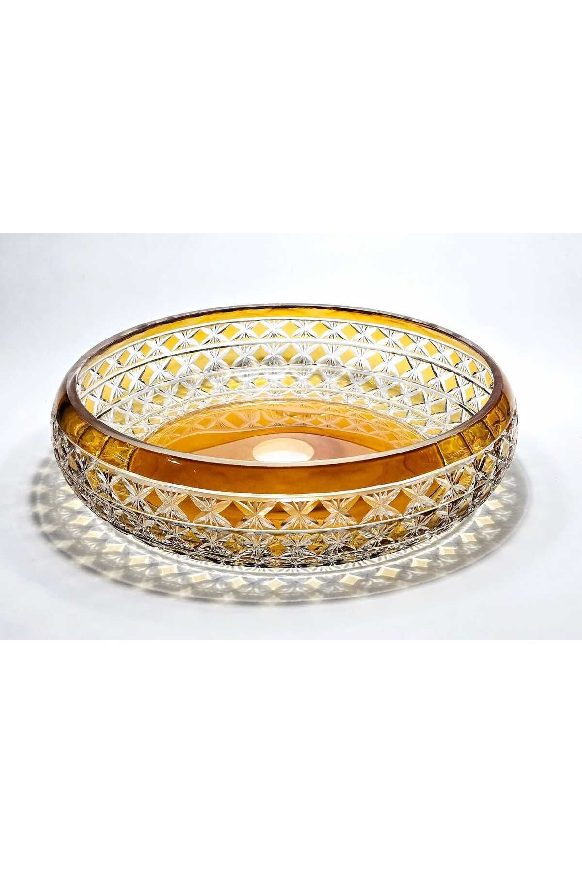 El Yapımı Kristal Desenli 28 Cm Dekoratif Sunumluk Sofra Sunum Kasesi
