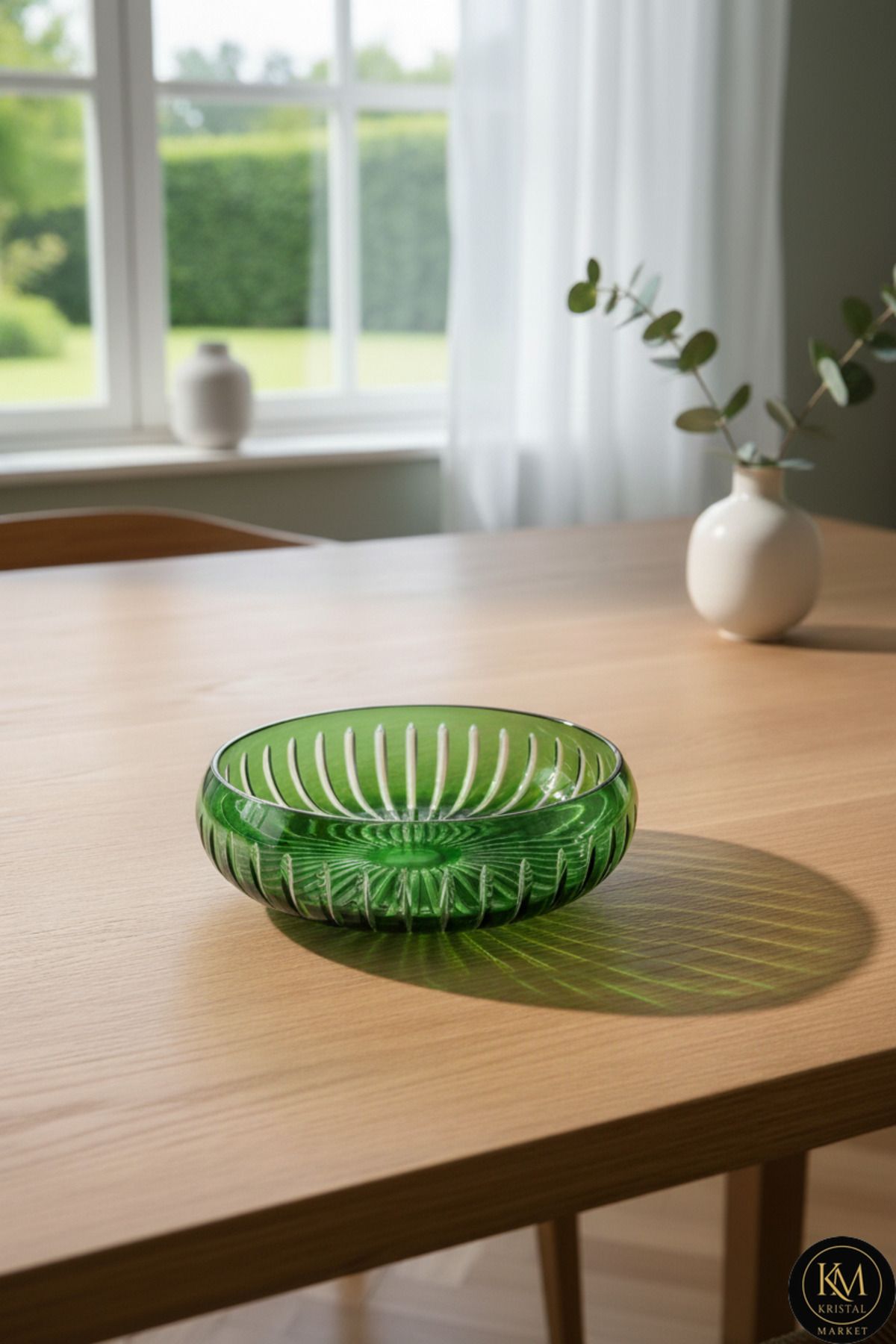 El Yapım ıKesme Kristal Vertical Desen 28 Cm Dekoratif Sunumluk Sofra Sunum Kasesi Ürün ana görseli