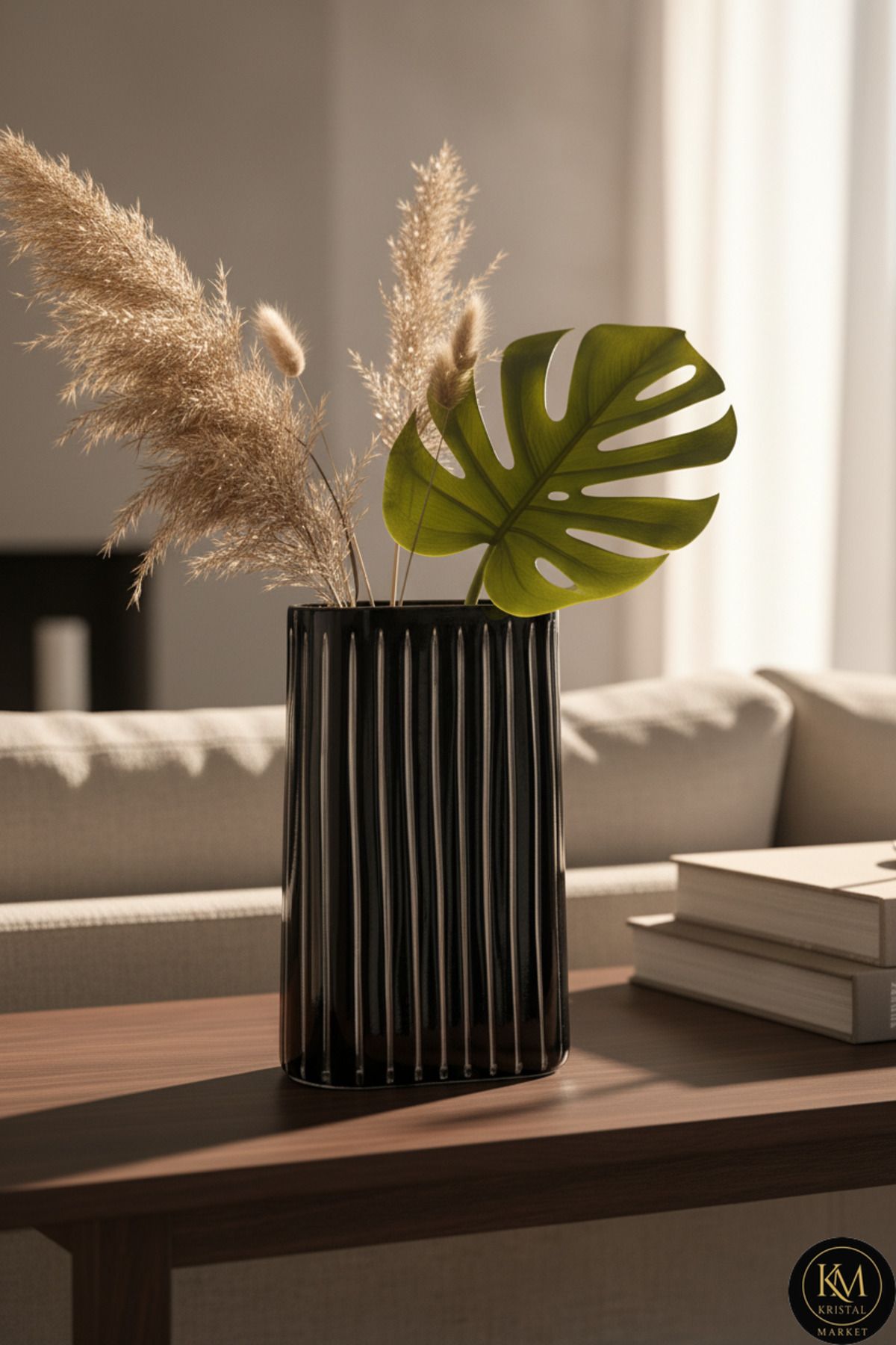 Roma vertical desen füme Lüks kesme kristal özel vazo