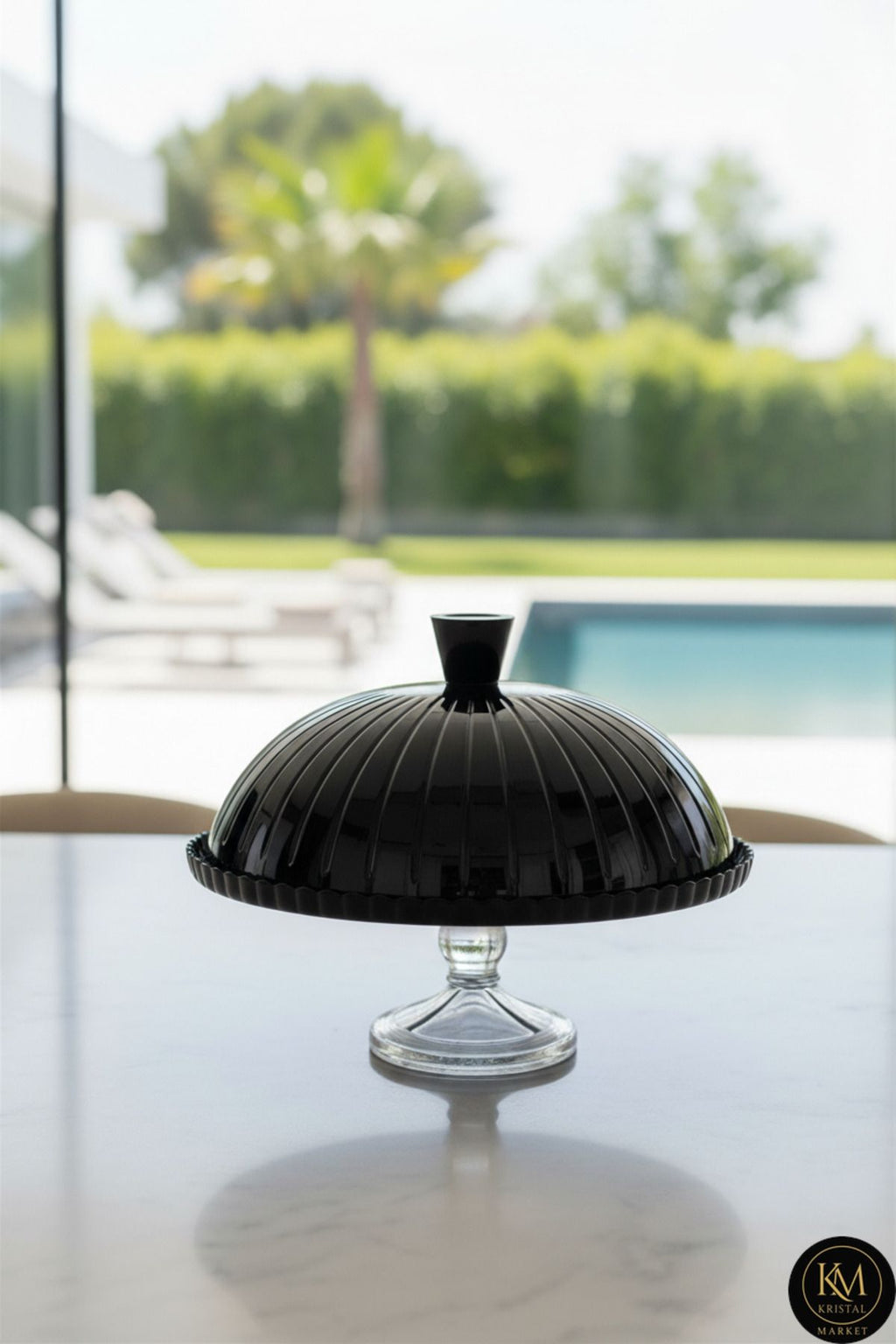 El Yapımı Kristal Gold Detay Pasta Kek Dekoratif Sunumluk Ayaklı Kase