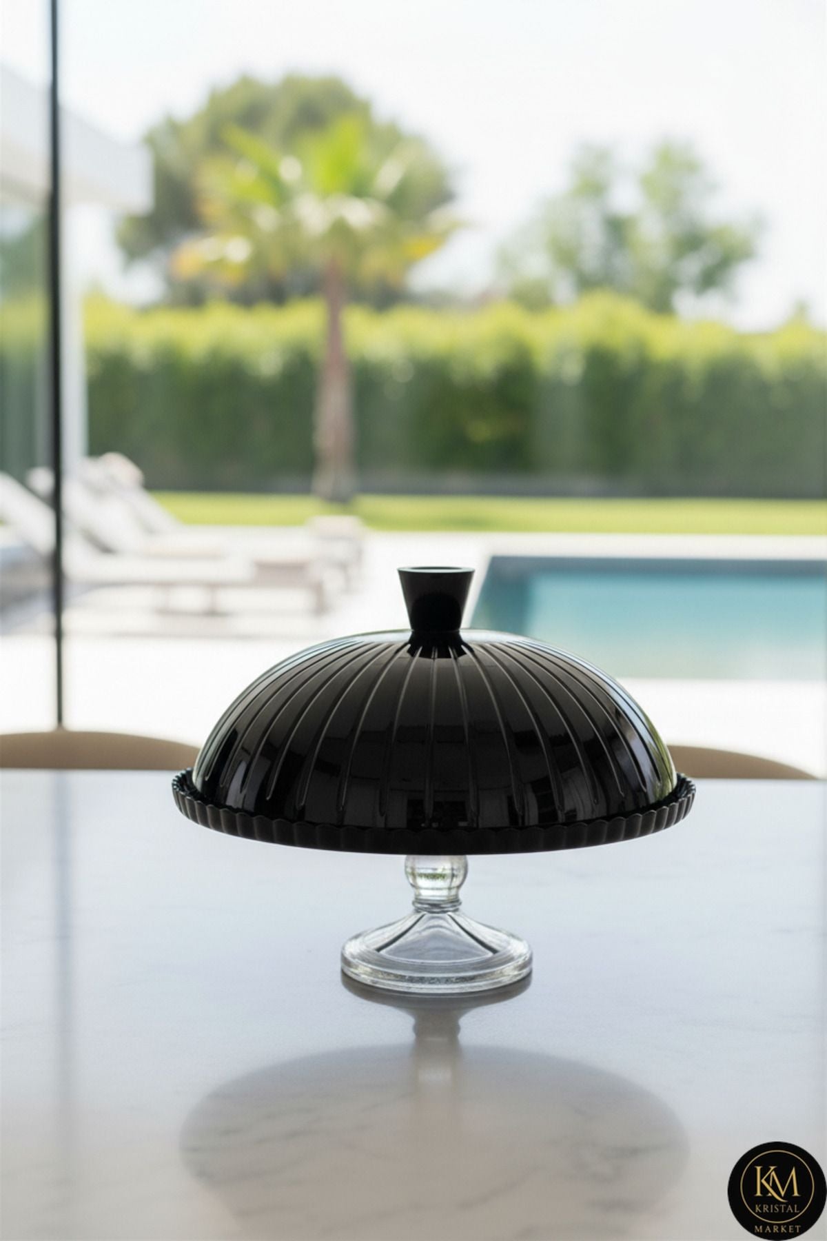 El Yapımı Kristal Gold Detay Pasta Kek Dekoratif Sunumluk Ayaklı Kase