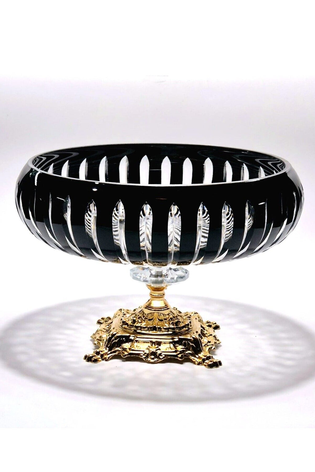 Kristal Kesme Vertical Dekor Siyah Büyük Kase 28