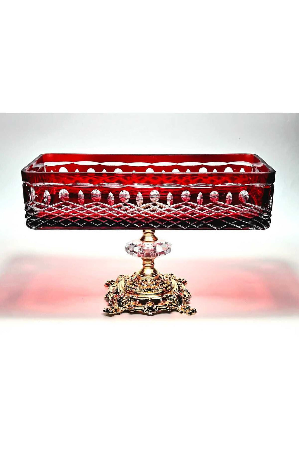 El Yapımı Kristal Royal Desenli Baton Dekoratif Sunumluk Sofra Sunum Kasesi