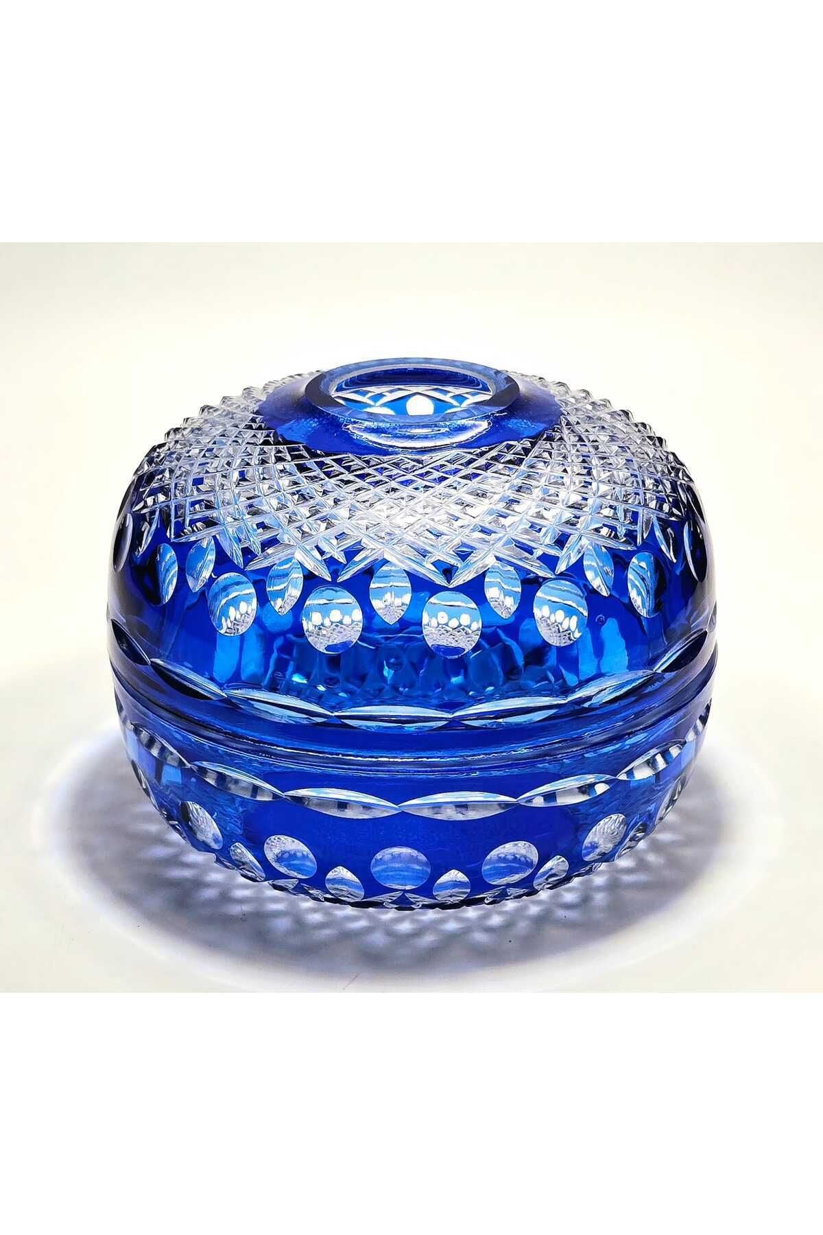 El Yapımı Kesme Kristal Royal Desen Dekoratif Sunumluk Kapalı Peçetelik Mumluk