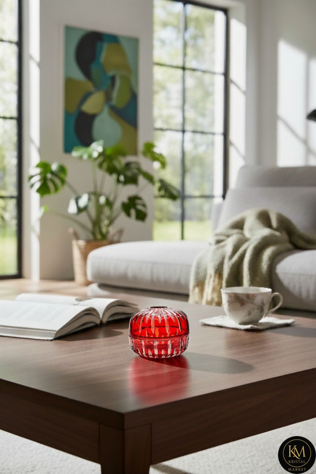 El Yapımı Kristal Vicente Desenli Dekoratif Sunumluk Kapaklı Peçetelik Mumluk Ürün ana görseli