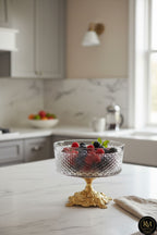 19cm Kesme Kristal Dekor Metal Ayak Cam Kase Karizma Desen