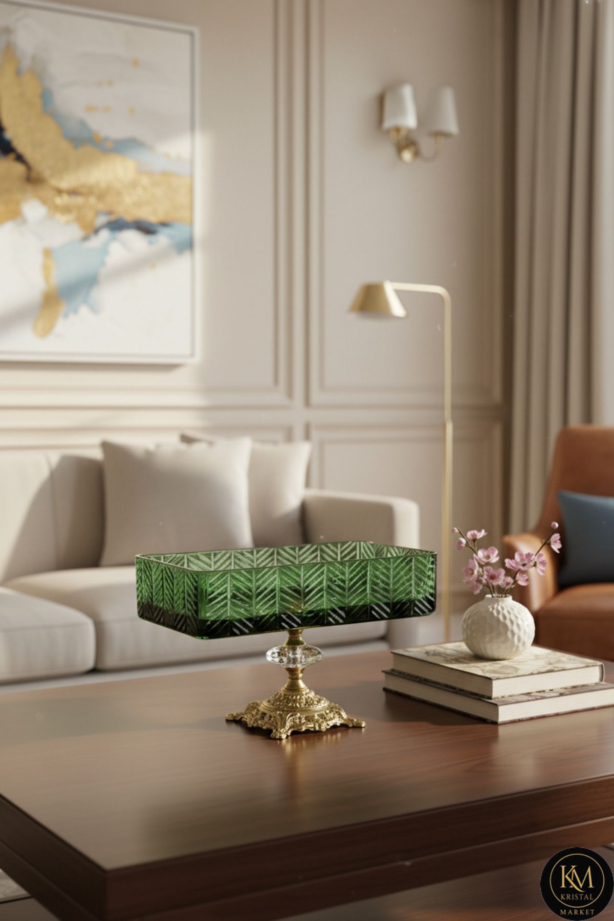 El Yapımı Kristal Paris Desenli Baton Dekoratif Sunumluk Sofra Sunum Kasesi