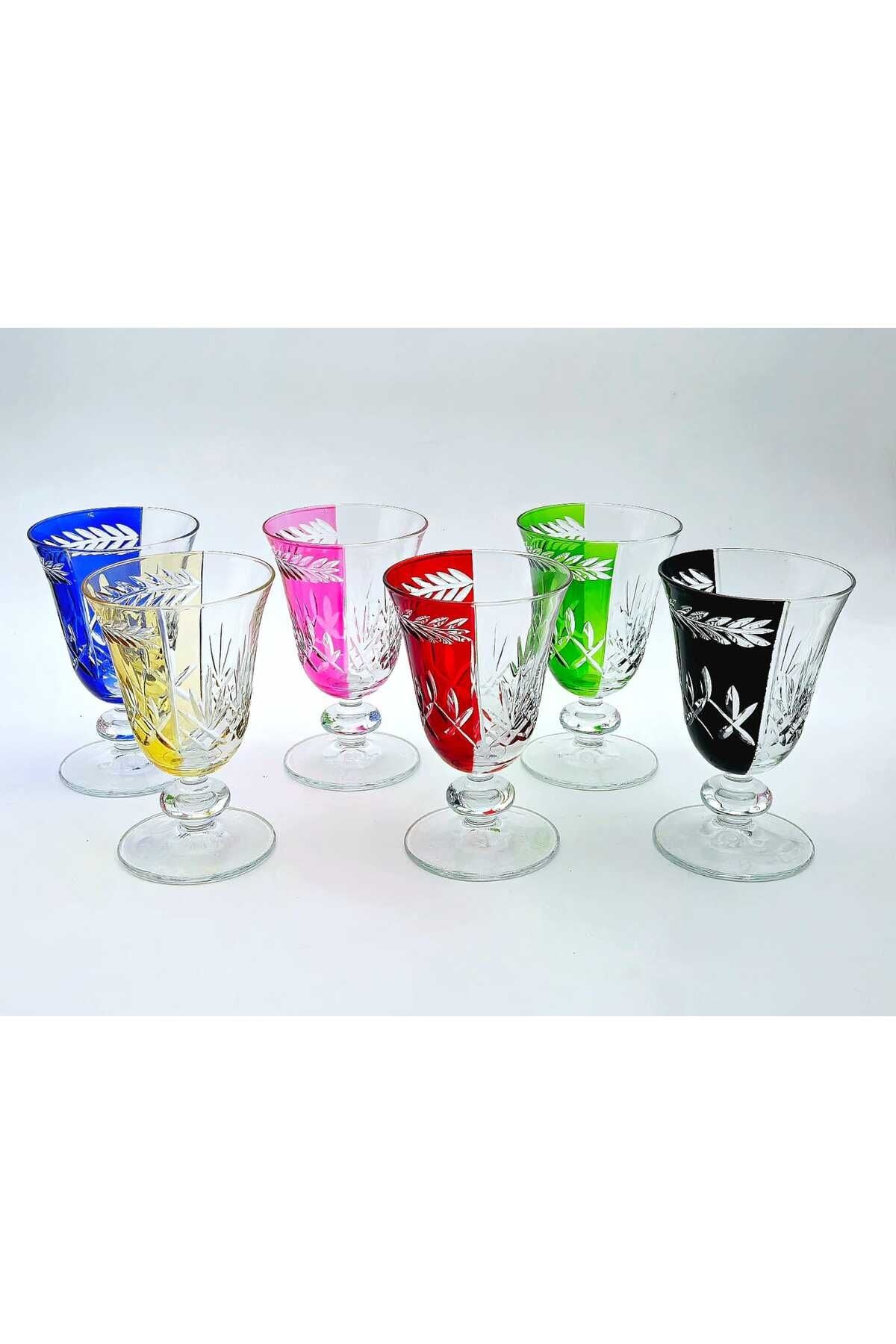 6'LI Kesme KRİSTAL EL işçiği LÜKS MEŞRUBAT BARDAĞI 200ml