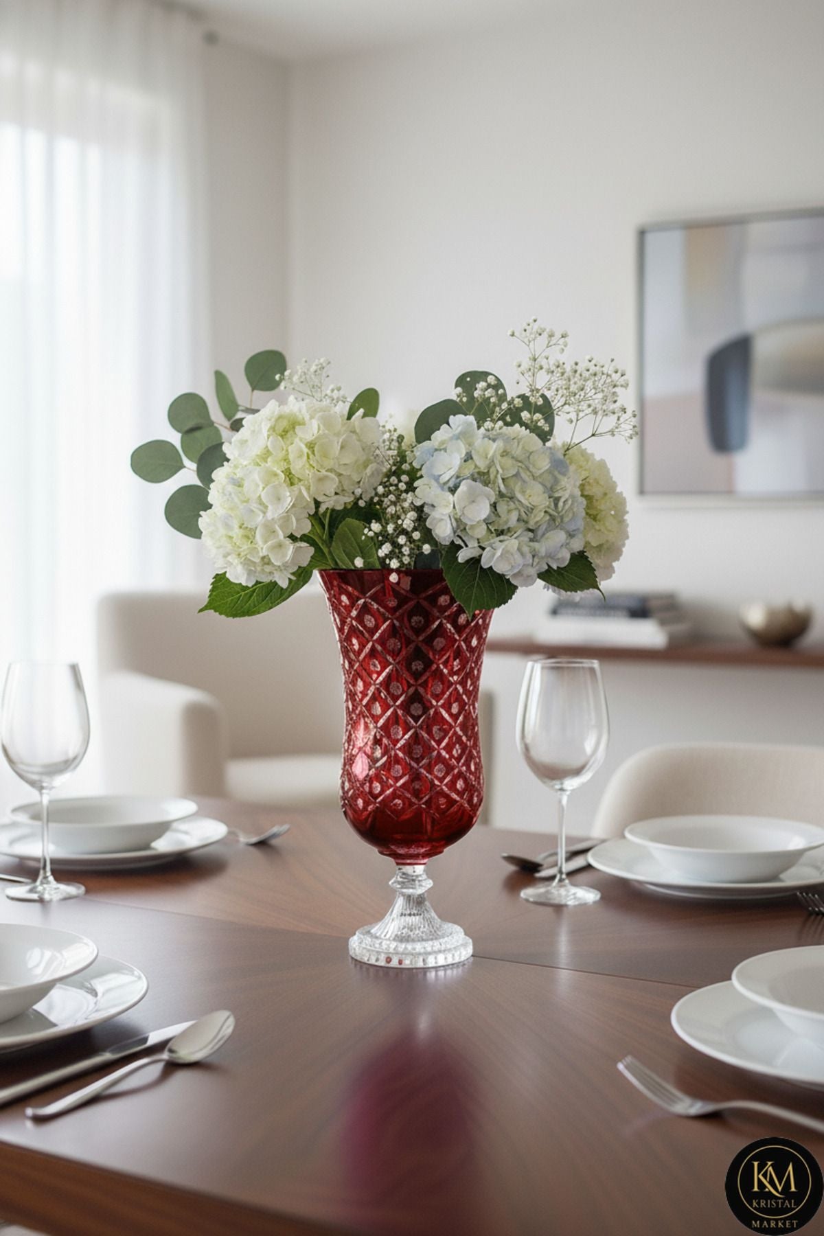 Lüks Kristal Kesme Saray Vazo