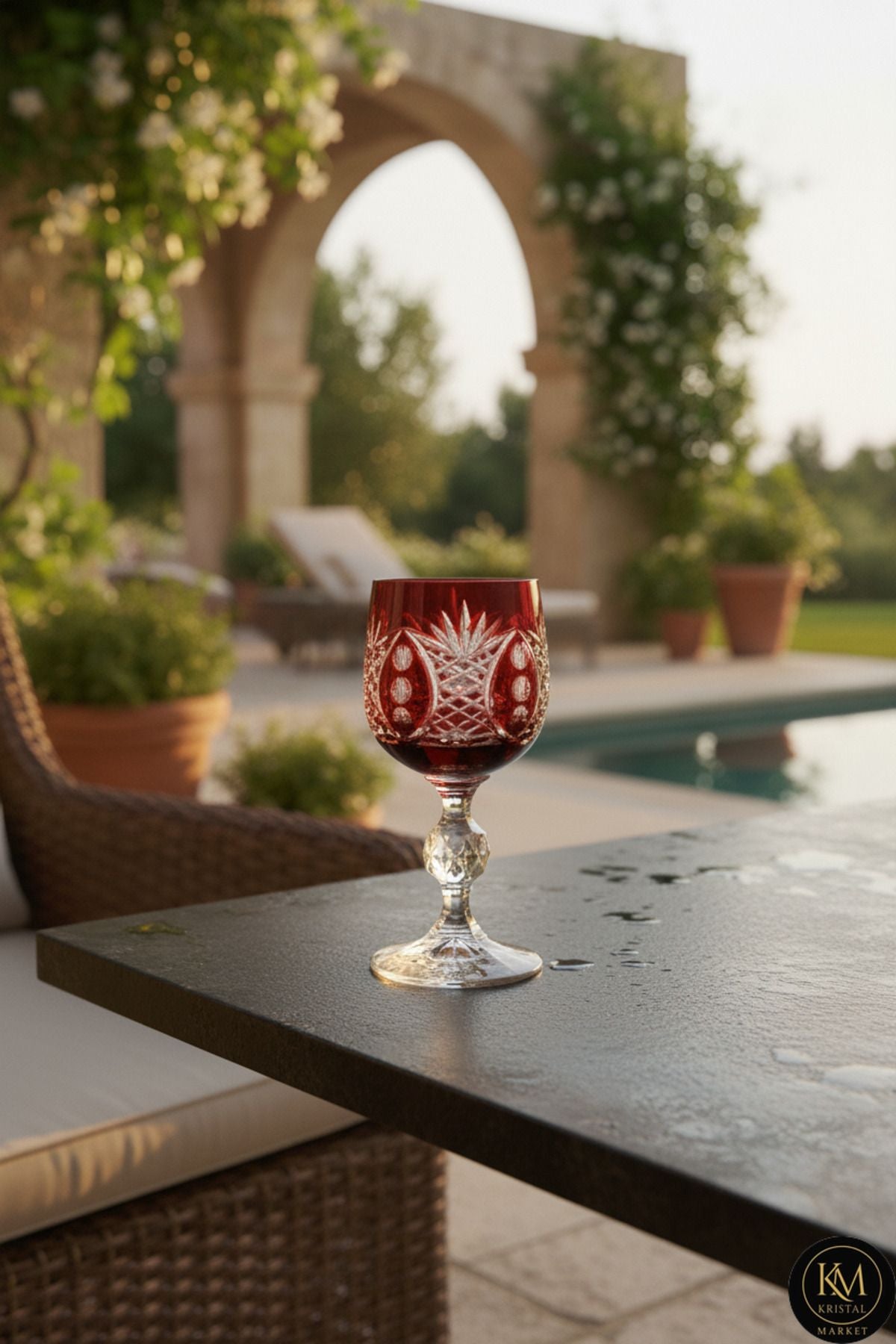 ANANAS DESENLİ KRİSTAL AYAKLI LÜKS BARDAK