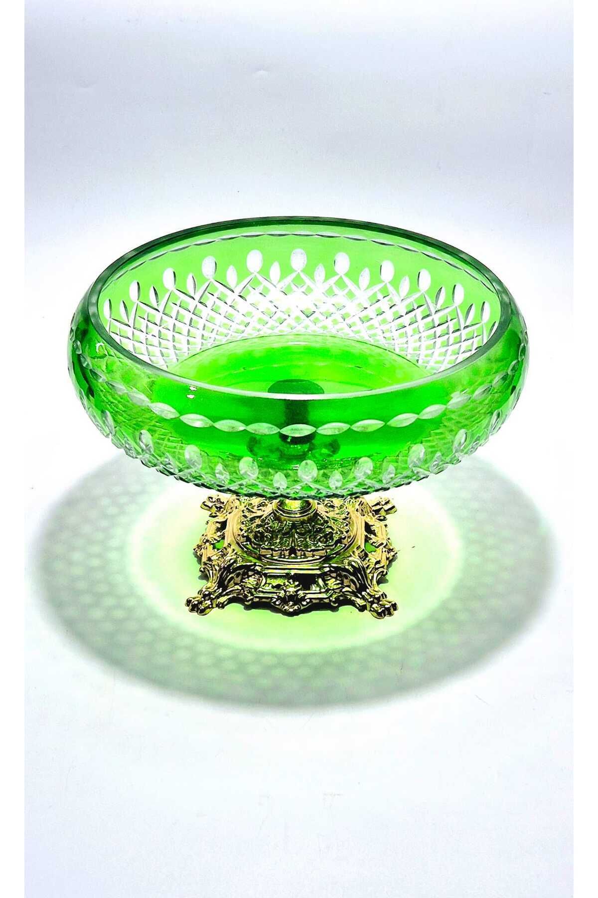 KRİSTAL KESME GOLD AYAK YEŞİL KASE