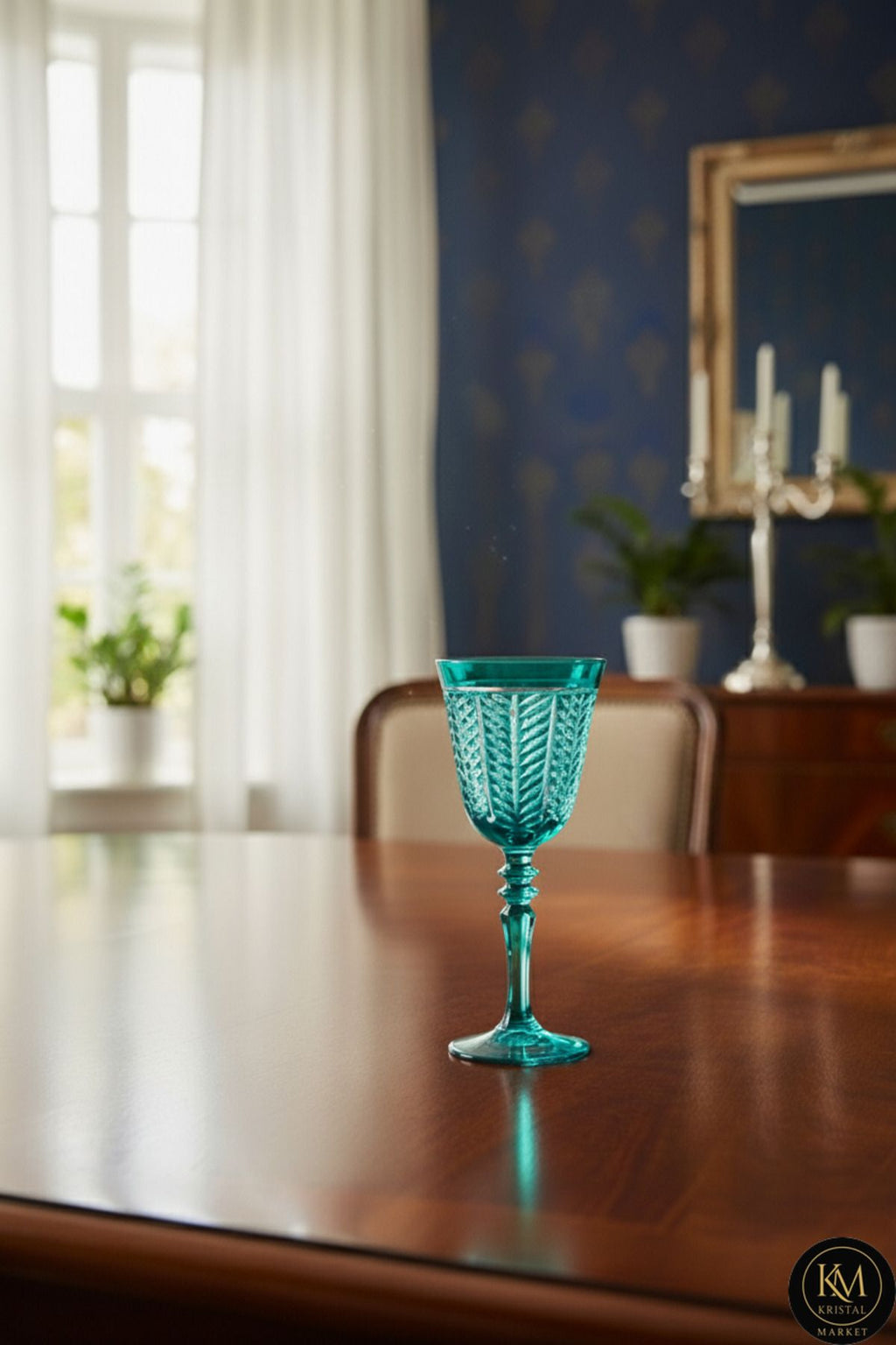 YAPRAK DESENLİ AYAKLI LÜKS BARDAK