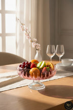 El Yapımı Kesme Kristal Vertical Desen 28 Cm Dekoratif Sunumluk Ayaklı Sofra Sunum Kasesi