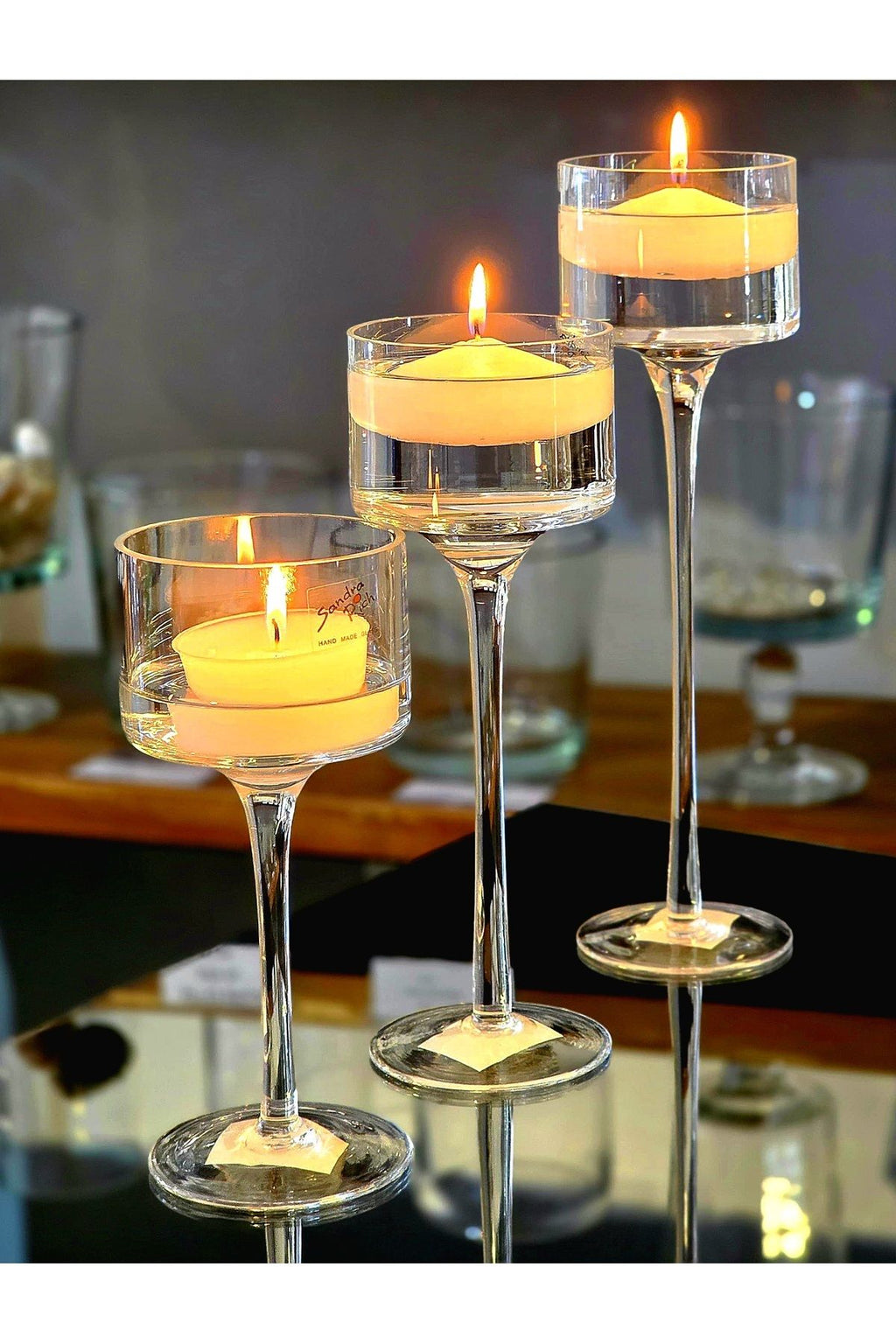 El Yapımı Kristal Dekoratif Mumluk Set 3'lü