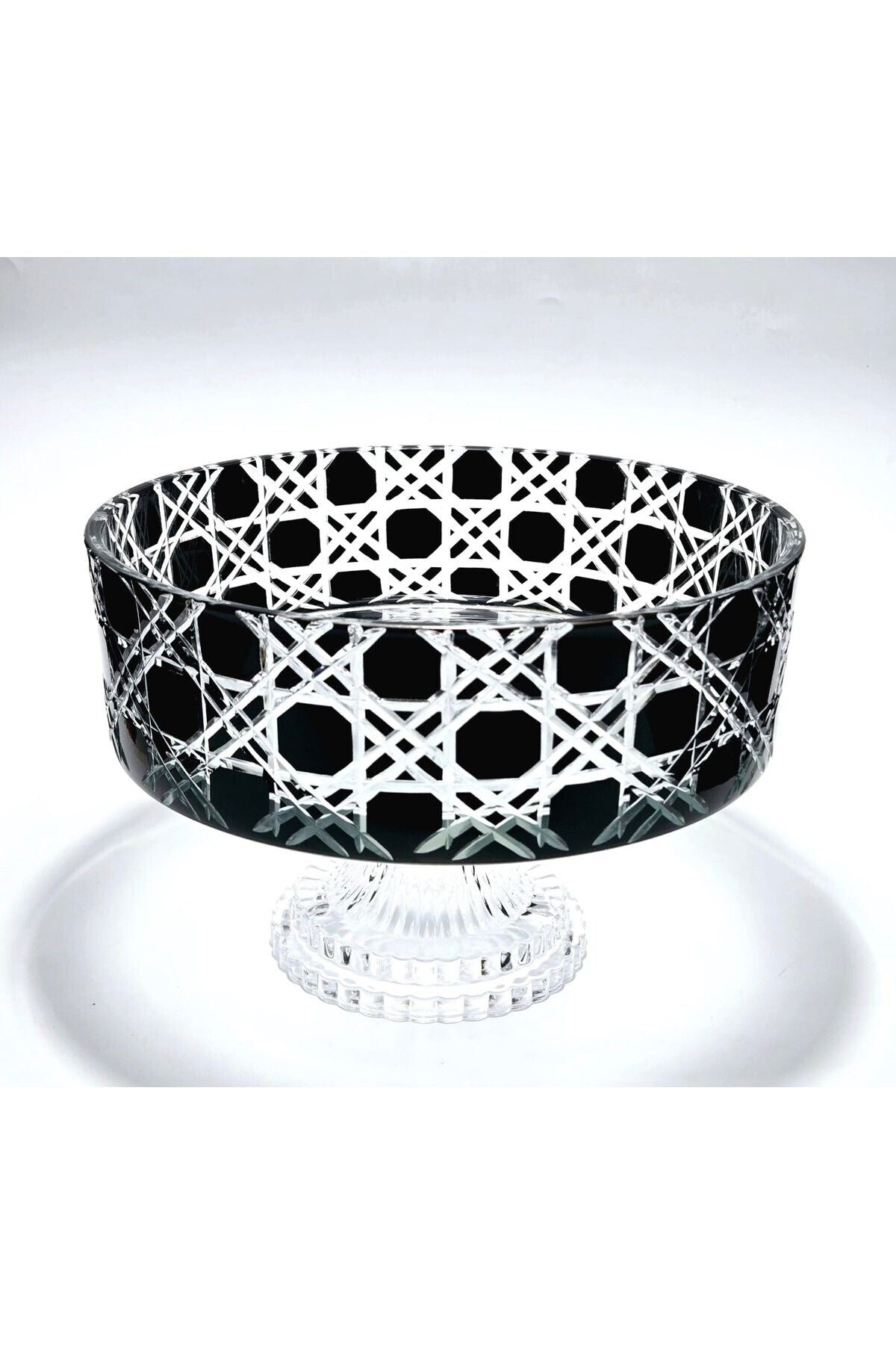 KRİSTAL DEKOR PETEK SİYAH SOFRA SUNUM KASESİ