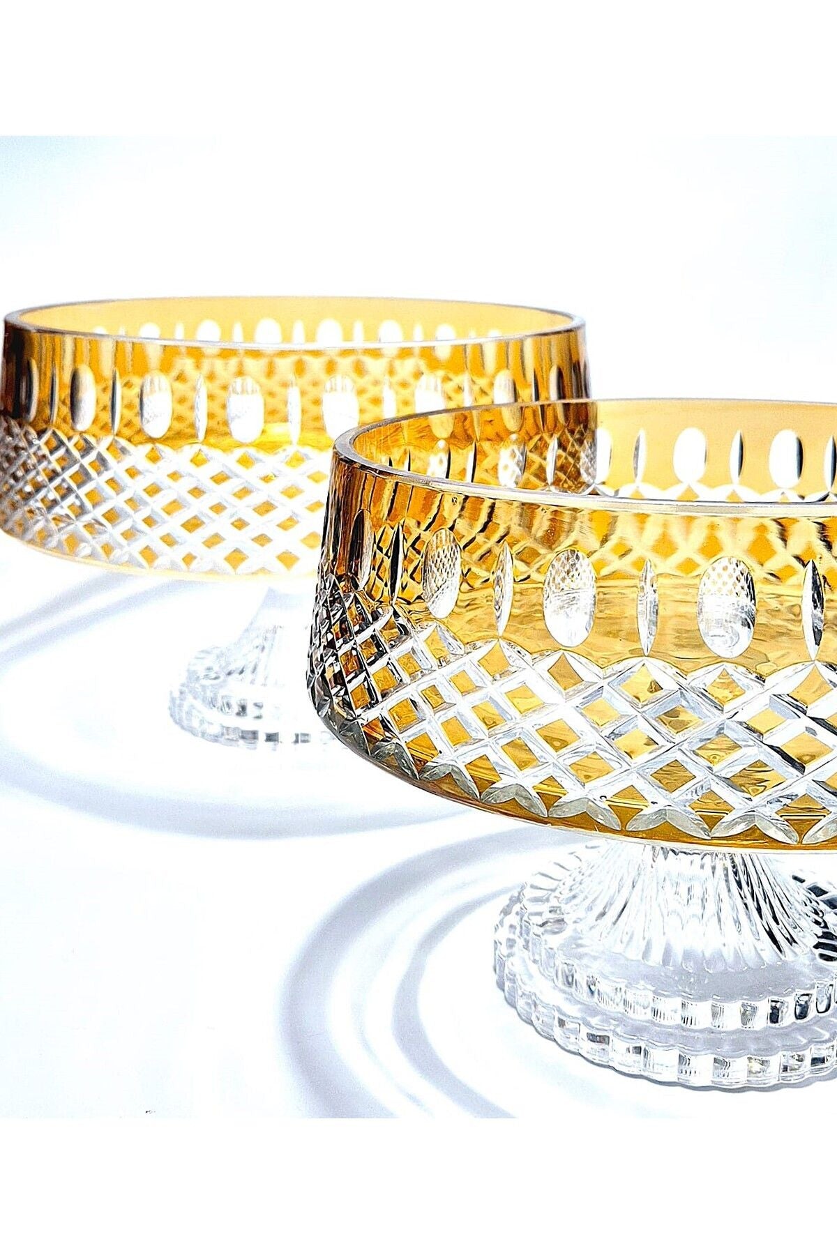 El Yapımı Kristal Arish Desen Dekoratif Sunumluk Ayaklı Kase Seti 2'li Ürün ikincil görseli