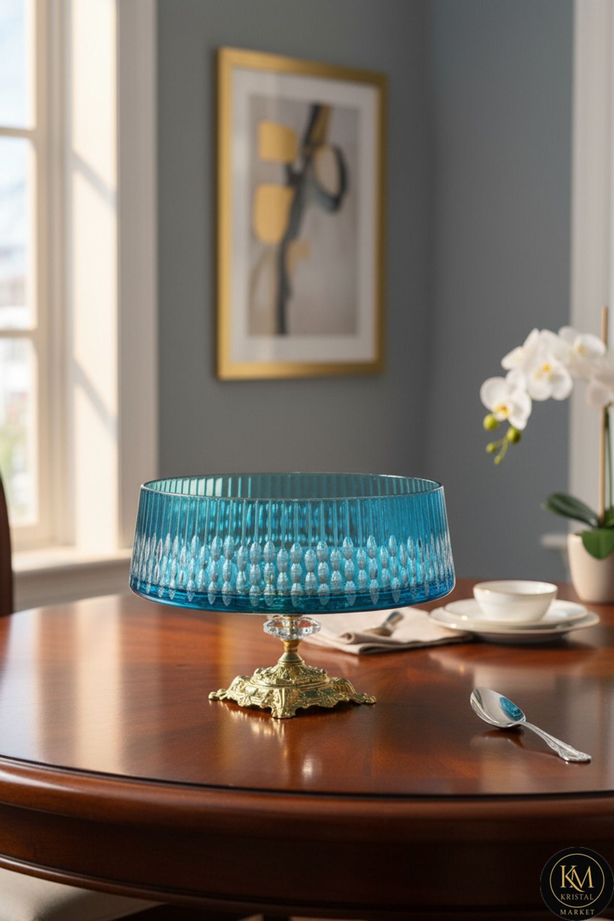 KRİSTAL KESME DEKOR GOLD DETAY BÜYÜK KASE Ürün ana görseli