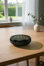 28cm Kristal Kesme Vertical Dekor Siyah Büyük Kase