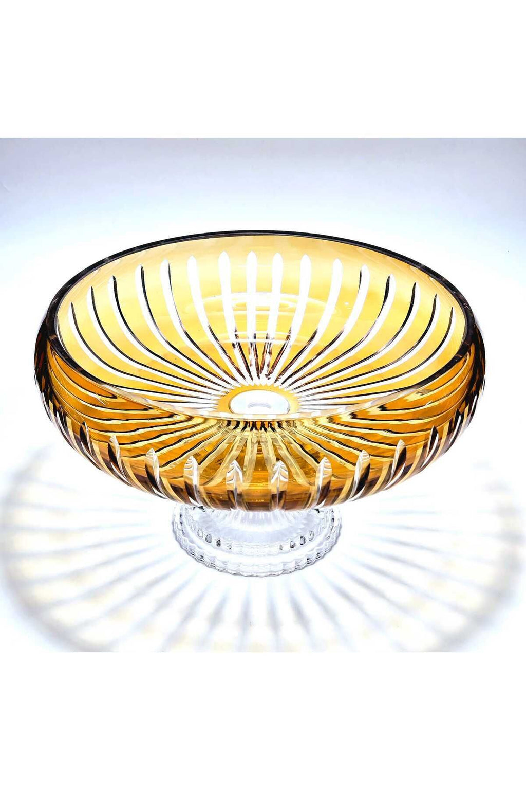 Kesme Kristal Dekor 28 Cm Amber Sofra Sunum Kasesi