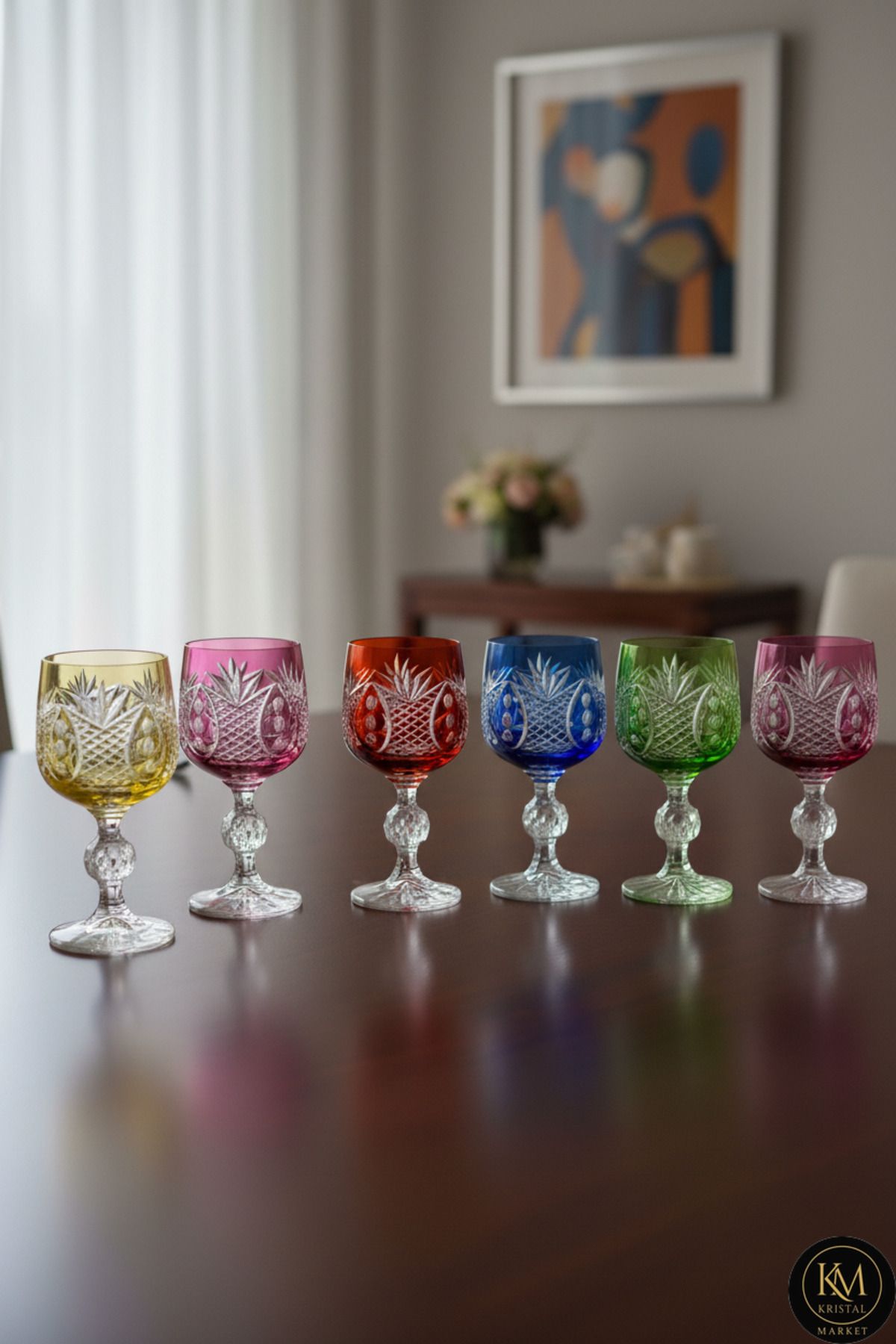 Bohemia Kristal 6 Parça Ananas Desenli Kristal Ayaklı Bardak 150ml. Ürün ana görseli